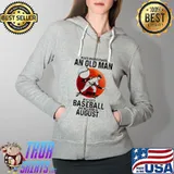 Never underestimate an old man who loves baseball and was born in August Full Zip Hooded