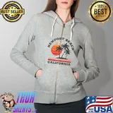 Newport Beach California Retro Souvenir T-Shirt Full Zip Hooded