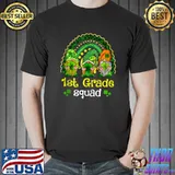 Nice 1st Grade Squad Rainbow Gnome Happy St Patricks Day T- Unisex
