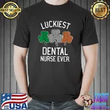 Nice Luckiest Dental Nurse Ever St Patrick's Day Irish Flag Plaid T-Shirt Unisex