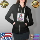 One Hoppy Mama Bunny Easter Egg Tie Dye Messy Bun T-Shirt Full Zip Hooded