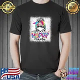 One Hoppy Mama Bunny Easter Egg Tie Dye Messy Bun T-Shirt Unisex