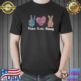 Peace Love Bunny Cute Easter Bunny Vintage Easter T- Unisex