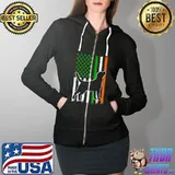 Premium Labrador USA Flag Shamrock Irish St Patricks Day Dog Lover T- Full Zip Hooded