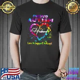 Proud Autism Husband Love Support Accept Heart Tie Dye T-shirt