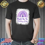 Purple Up For Kids Military Child Month Bleached Rainbow T-Shirt