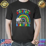 Rainbow What Makes You Different Autism Child Elephant Mom T-Shirt