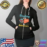 Reading Adventure Library Student Teacher Book Bookaholic T-Shirt Full Zip Hooded