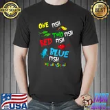 Reading Teacher Squad One Two Red Blue Fish Funny T-Shirt Unisex