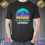 Retired Roller Skating Legend Retirement Retro 80's Sunset T- Unisex