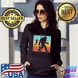 Retro bigfoot fishing sasquatch and fishing Hoodie