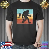 Retro bigfoot fishing sasquatch and fishing shirt