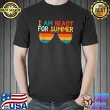 Retro Cool I Am Ready for Summer Sunglasses Sunset Graphic T-Shirt Unisex