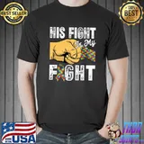 Retro Ribbon Puzzle His Fight Is My Fight Autism Awareness Premium T-Shirt Unisex