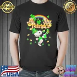Snoopy woodstock clover rainbows happy patrick's day shirt