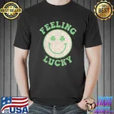 St patricks day feeling lucky smiley leopard face shirt