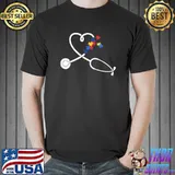 Stethoscope Autism Awareness Medical RN Nurse Doctor T-Shirt Unisex