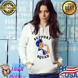 Top Blue Ribbon Support Squad Colon Cancer Awareness T- Hoodie