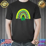 Top Cute Rainbow Leopard Print Shamrock Lucky St Patricks Day T-Shirt Unisex