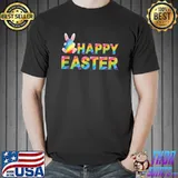 Top Fun Happy Easter Rainbow Bunny Holding Easter Egg Decoration T- Unisex