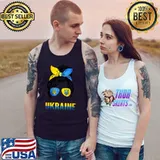 Ukraine Messy Bun Wearing Ukraine Flag Glasses Gift T-Shirt
