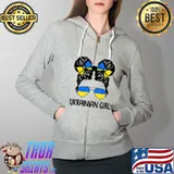 Ukraine Pride Women Messy Bun Ukraine Girl T-Shirt Full Zip Hooded
