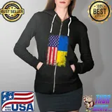 Ukrainian American Flag Ukraine USA Roots T- Full Zip Hooded
