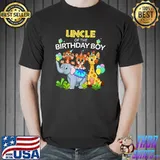 Uncle Of The Birthday Boy Zoo Safari Animals Birthday T-Shirt