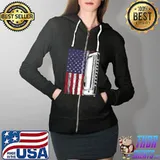 Vintage American Flag Harmonica Player T- Full Zip Hooded