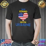 We Stand With Ukraine Support Ukrainian American USA Flag T-Shirt Unisex