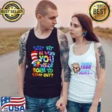 Why Fit In Autism AwarenessDoctor Teacher Hat Cat Book T-Shirt Tank Top