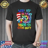 Why Fit In Autism AwarenessDoctor Teacher Hat Cat Book T-Shirt Unisex