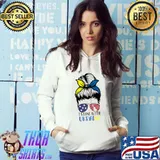 Womens Messy Bun I Stand With Ukraine Ukrainian American Flag T-Shirt