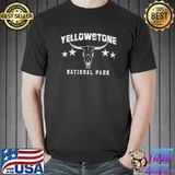 Yellowstone National Park Vintage Cow Skull Retro College T-Shirt Unisex