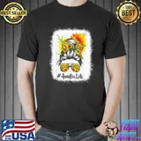 Auntie Life Messy Hair Bun Sunflower Mother’s Day 2022 T-Shirt