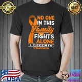 Awareness I No One In This Family Fights Alone I Leukemia T-shirt