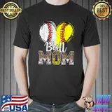 Ball Mom Heart Baseball Softball Mama Women Mothers Day 2022 T-Shirt