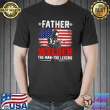 Distressed American Flag Father Welder The Legend Retro T-shirt