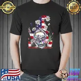 Gnome hug skull daisy american flag 4th of july T-Shirt