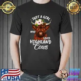 Hairy Cow Lovers Just A Girl Who Loves Highland Cows Farmer T-Shirt
