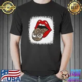Leopard Print Lips Wrestling Mom Mothers Day Bleached T-Shirt