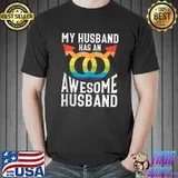 LGBT LGBTQ My husband has an awesome husband Bisexual Lesbian Queer Christian Pride Month T-shirt
