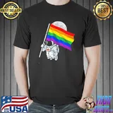 LGBTQ Gay LGBT Ally Rainbow Pride Flag Space Astronaut Shirt