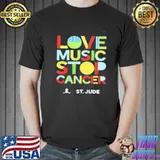 Love music stop cancer st jude breast awareness shirt