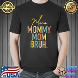 Mama Mommy Mom Bruh Leopard Vintage Funny Boy Mom Life T-Shirt