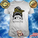 mama turkey Messy Hair Bun Sunflower mothers day 2021 T-Shirt