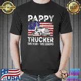 Mens USA American Flag Pappy Trucker The Man The Legend T-shirt