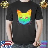 Psychedelic colorful cat shirt
