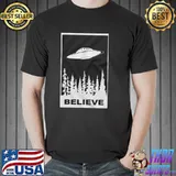Reality glitch believe in ufos black mens shirt