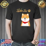 Shiba Inu Uni Dog Red Scarf Paw Cheeky Shirt